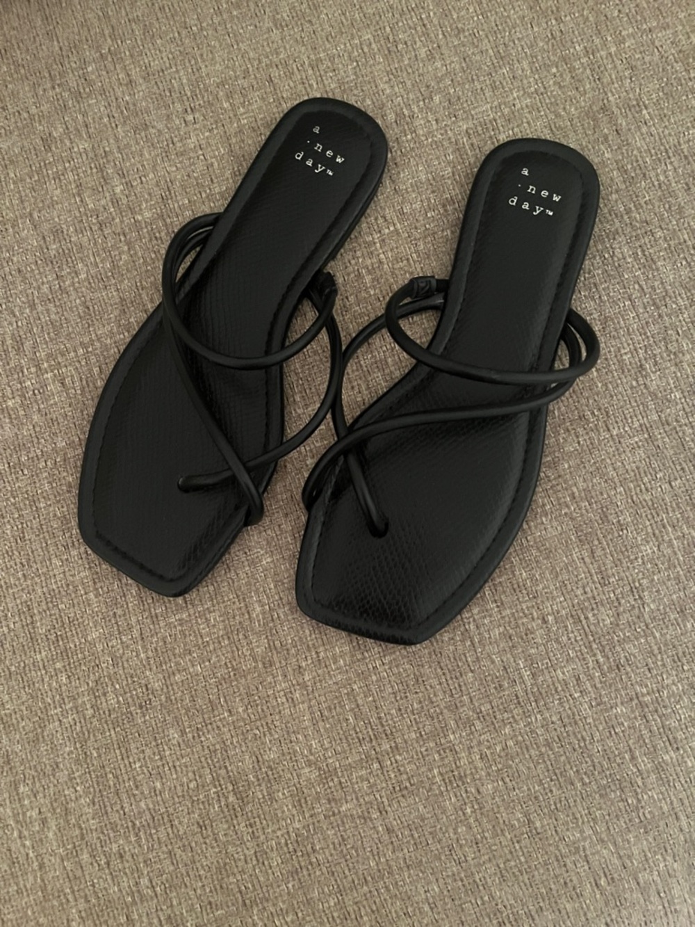 a new day Black Minimal Strappy Square-Toe Sandals